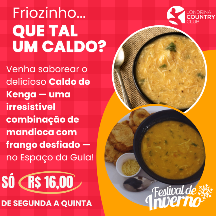 Instagram post de caldos colorido vermelho  amarelo e branco